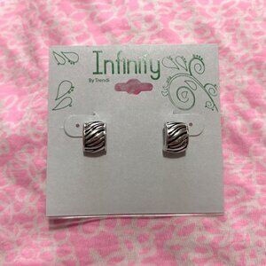 Infinity by Trendi Silver Huggie Wave Texture Stud Earrings